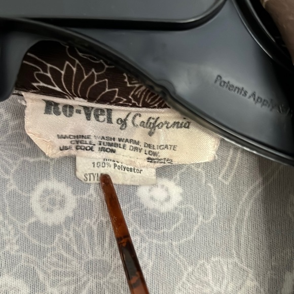 Vintage 60s Ro-Vel of California brown floral women button down shirt size L - Picture 6 of 6